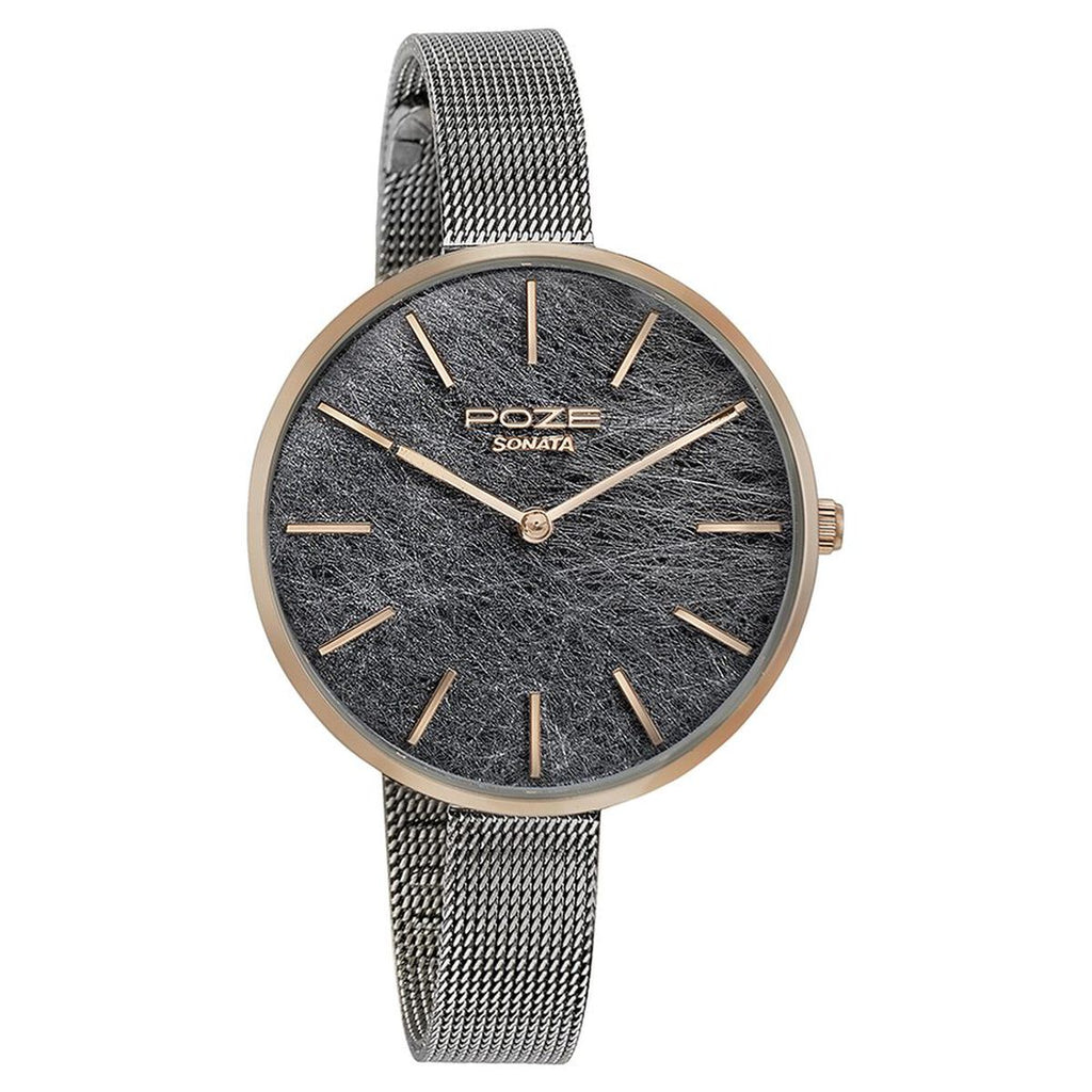 Sonata Poze Multicoloured Dial Grey Mesh Strap Women's Watch SP80069KM01 - view 3