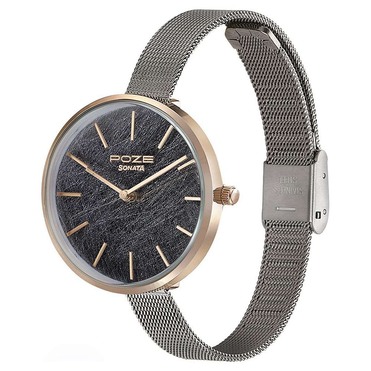Sonata Poze Multicoloured Dial Grey Mesh Strap Women's Watch SP80069KM01 - view 4