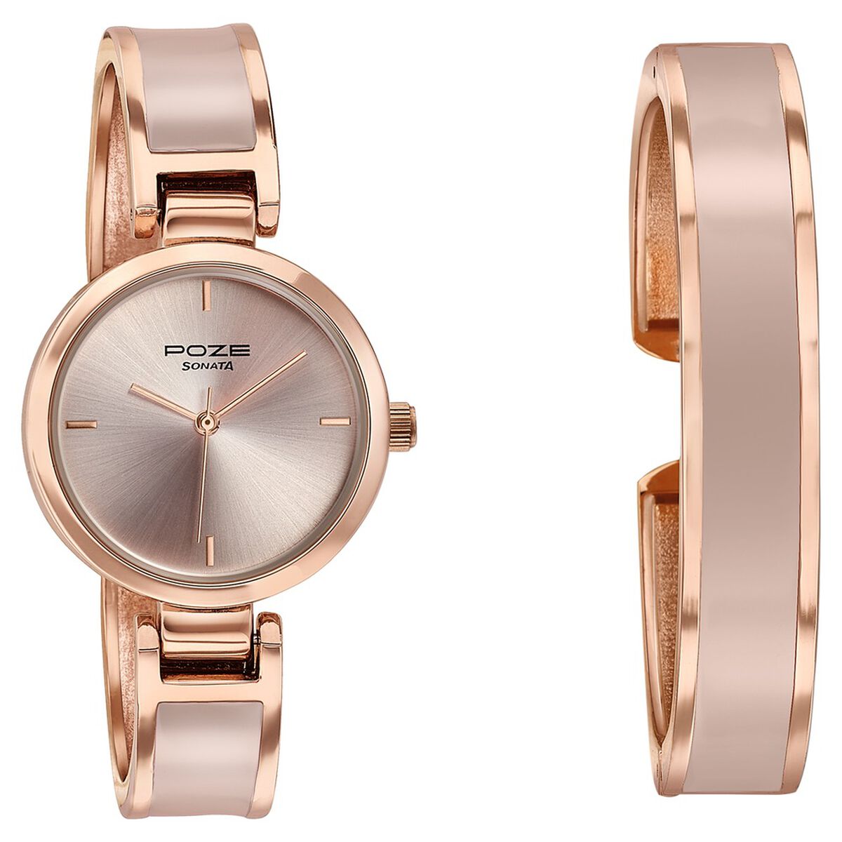 Sonata Poze Pink Dial Two-Tone Kada Strap Women's Watch SP80138KM01WF - view 3