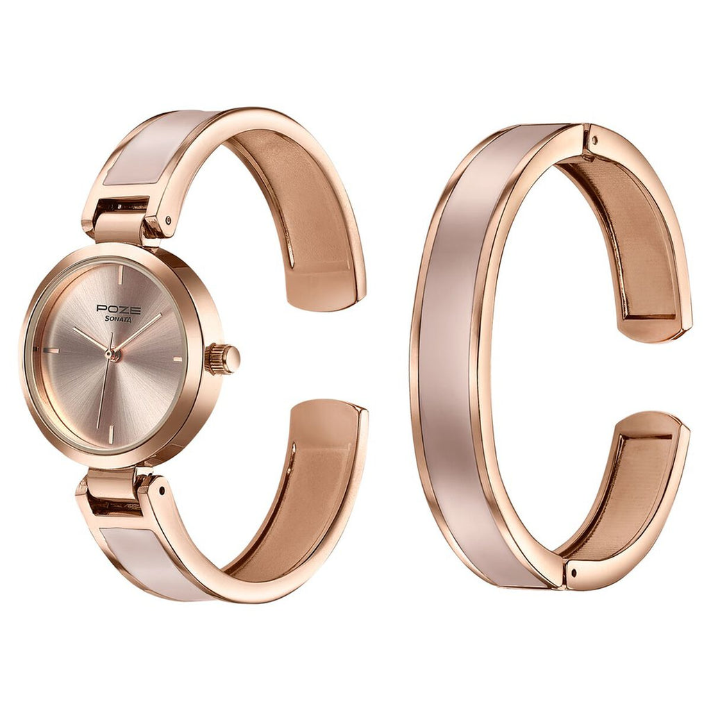 Sonata Poze Pink Dial Two-Tone Kada Strap Women's Watch SP80138KM01WF - view 5
