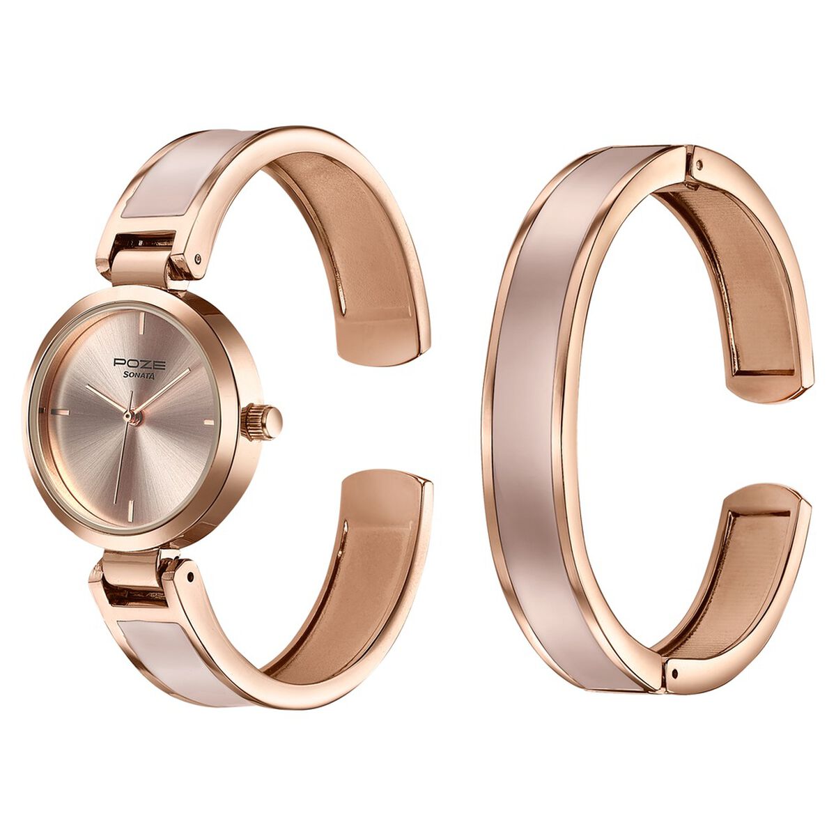 Sonata Poze Pink Dial Two-Tone Kada Strap Women's Watch SP80138KM01WF - view 5