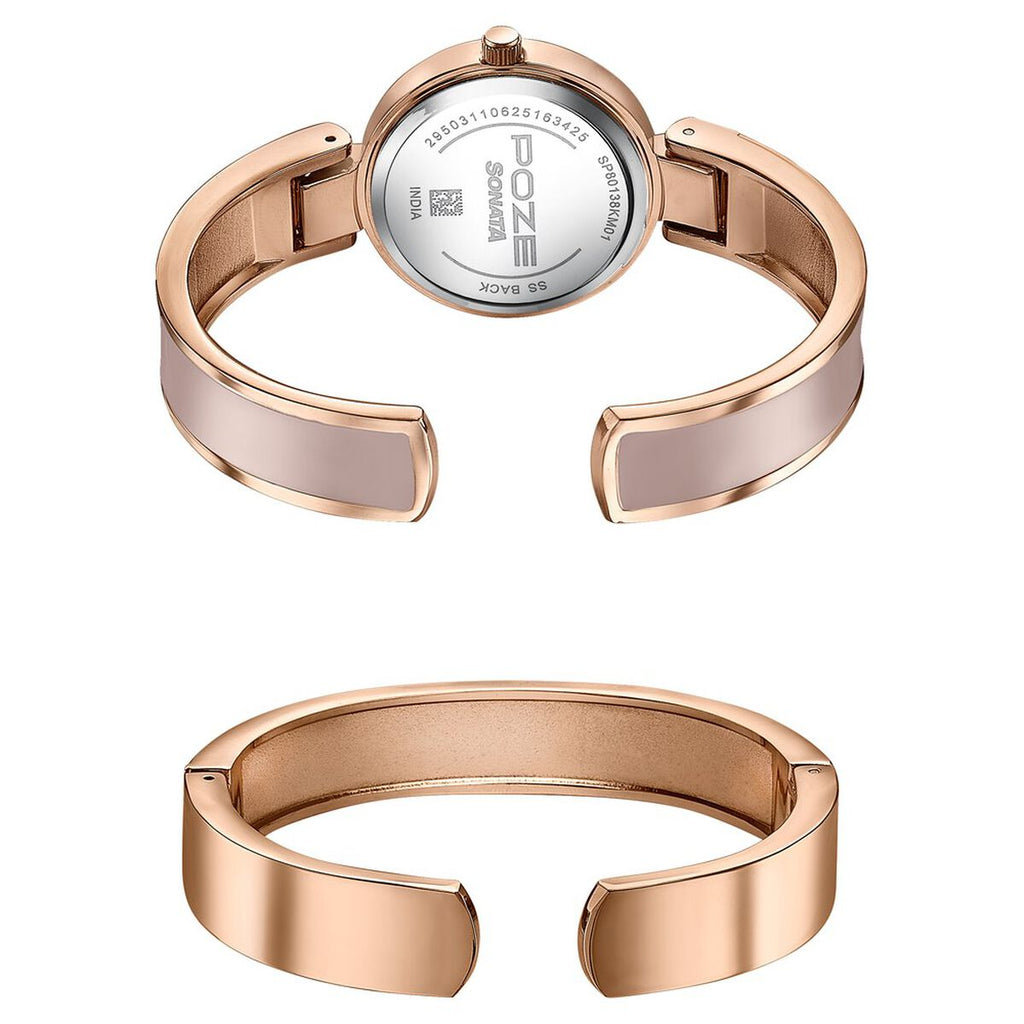 Sonata Poze Pink Dial Two-Tone Kada Strap Women's Watch SP80138KM01WF - view 7
