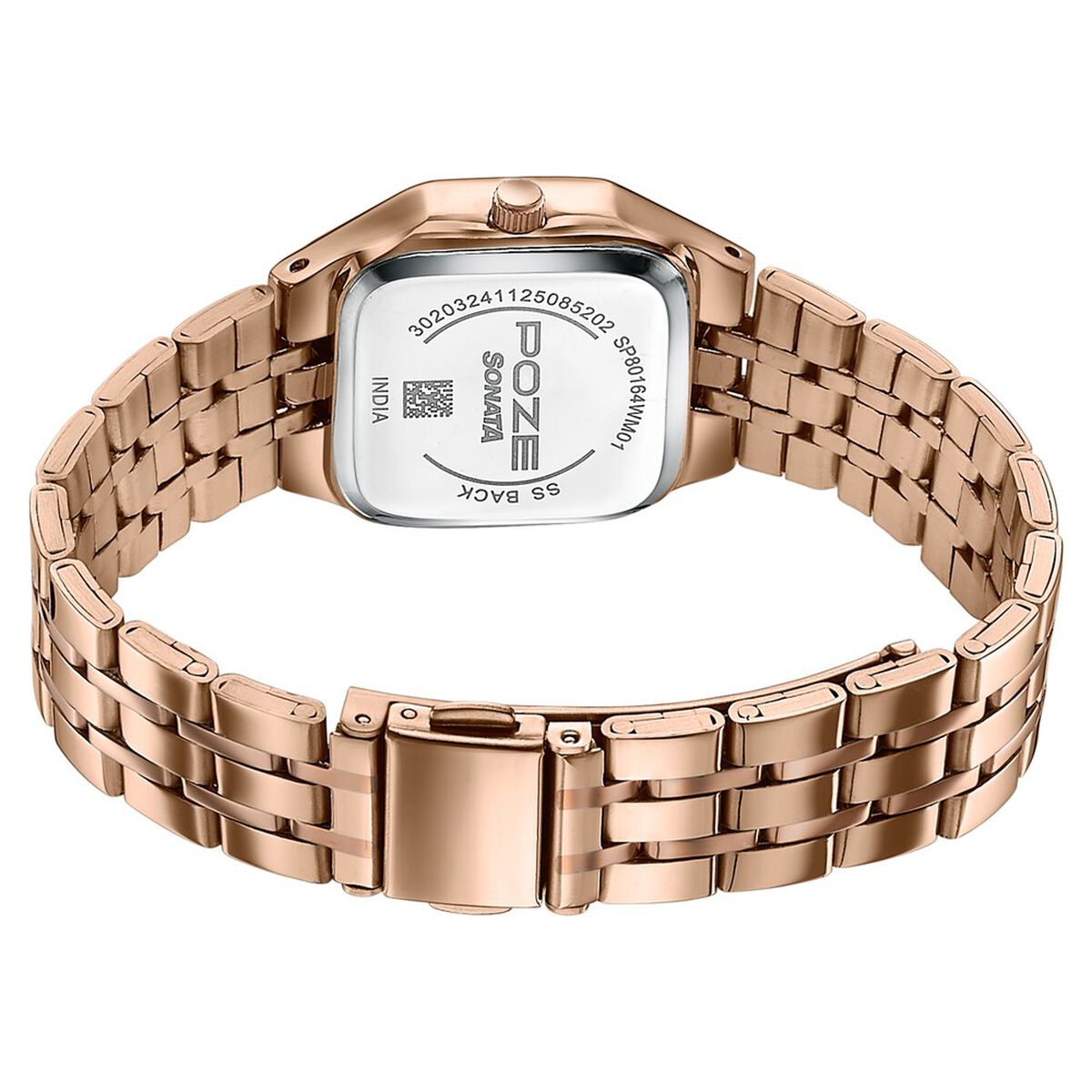 Sonata Poze Pink Dial Rose Gold Metal Strap Women's Watch SP80164WM01W - view 7