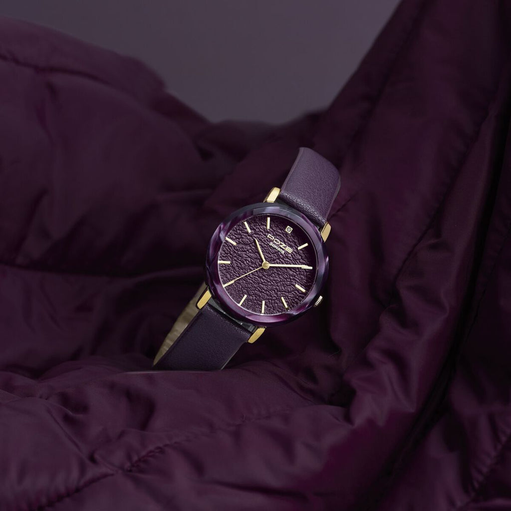 Sonata Poze Purple Dial Purple PU Leather Strap Women's Watch SP80165KL01W - view 1