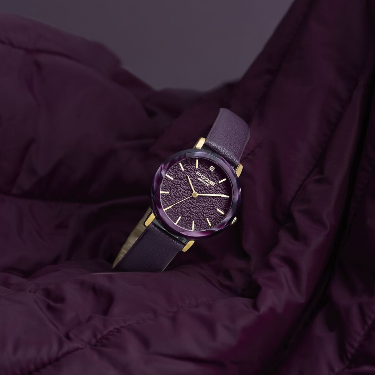 Sonata Poze Purple Dial Purple PU Leather Strap Women's Watch SP80165KL01W - view 1