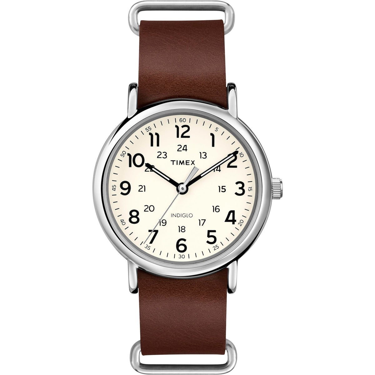 Timex Weekender Cream Dial Brown Leather Strap Men's Watch T2P495UJ - view 1