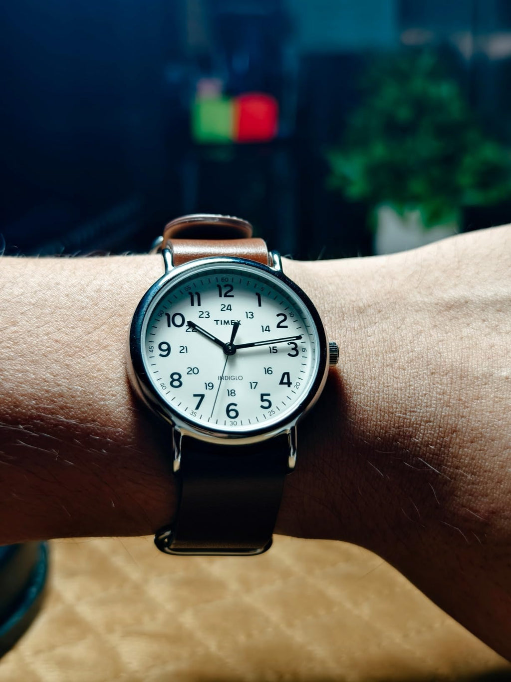 Timex Weekender Cream Dial Brown Leather Strap Men's Watch T2P495UJ - view 5