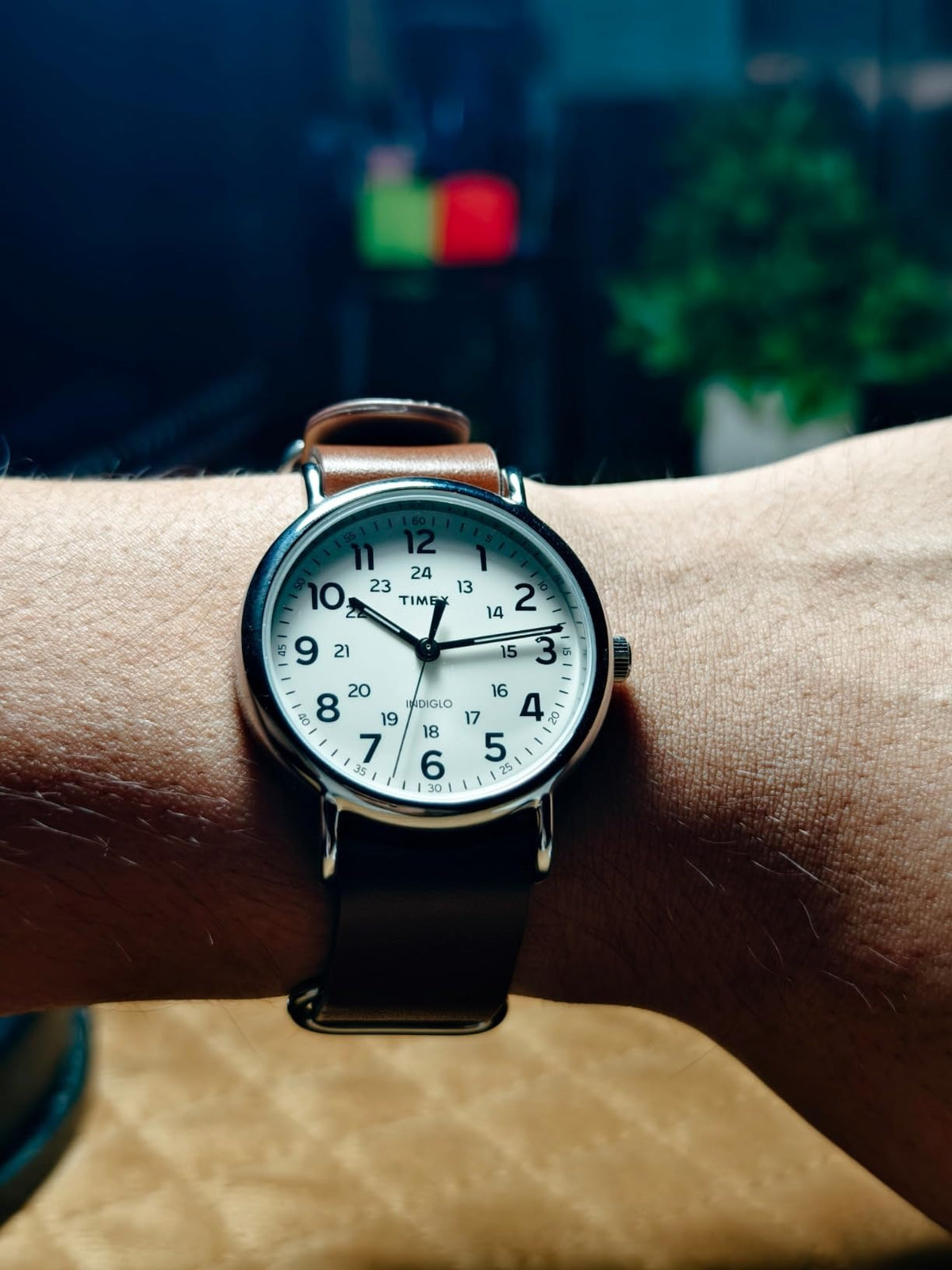 Timex Weekender Cream Dial Brown Leather Strap Men's Watch T2P495UJ - view 5
