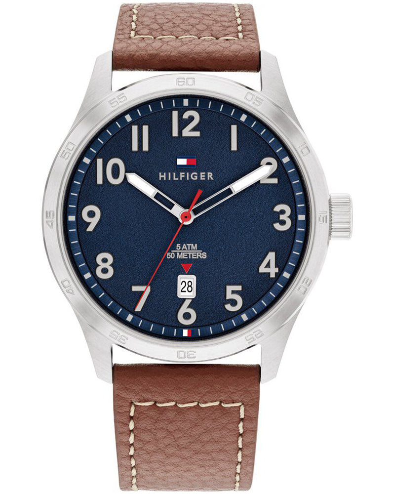 Tommy Hilfiger Forrest Blue Dial Brown Leather Strap Men's Watch TH1710559 - view 1