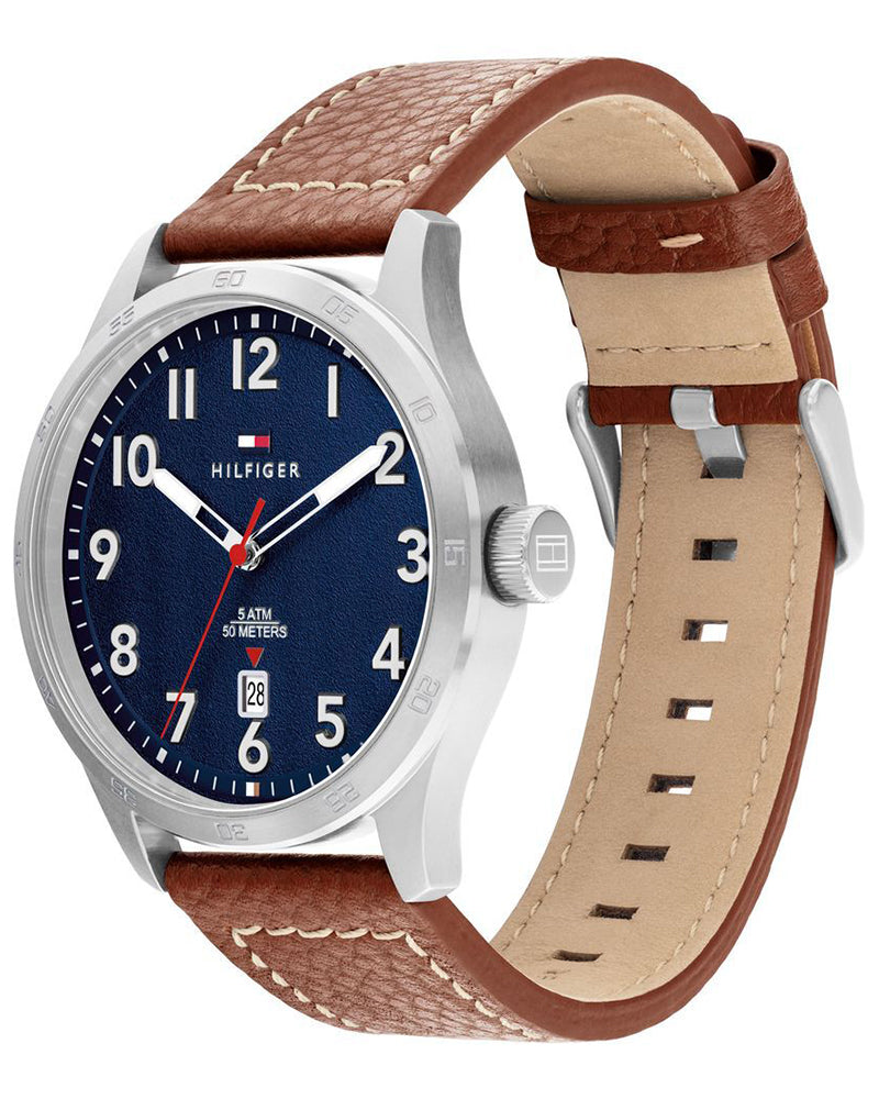 Tommy Hilfiger Forrest Blue Dial Brown Leather Strap Men's Watch TH1710559 - view 2
