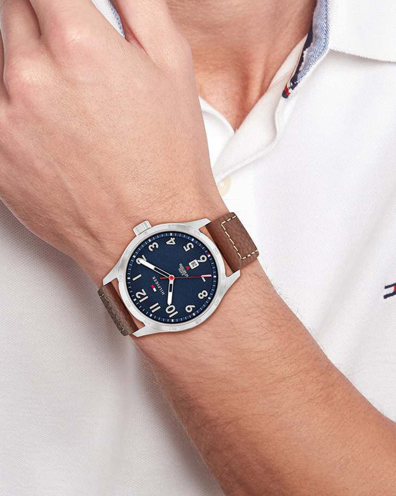 Tommy Hilfiger Forrest Blue Dial Brown Leather Strap Men's Watch TH1710559 - view 4