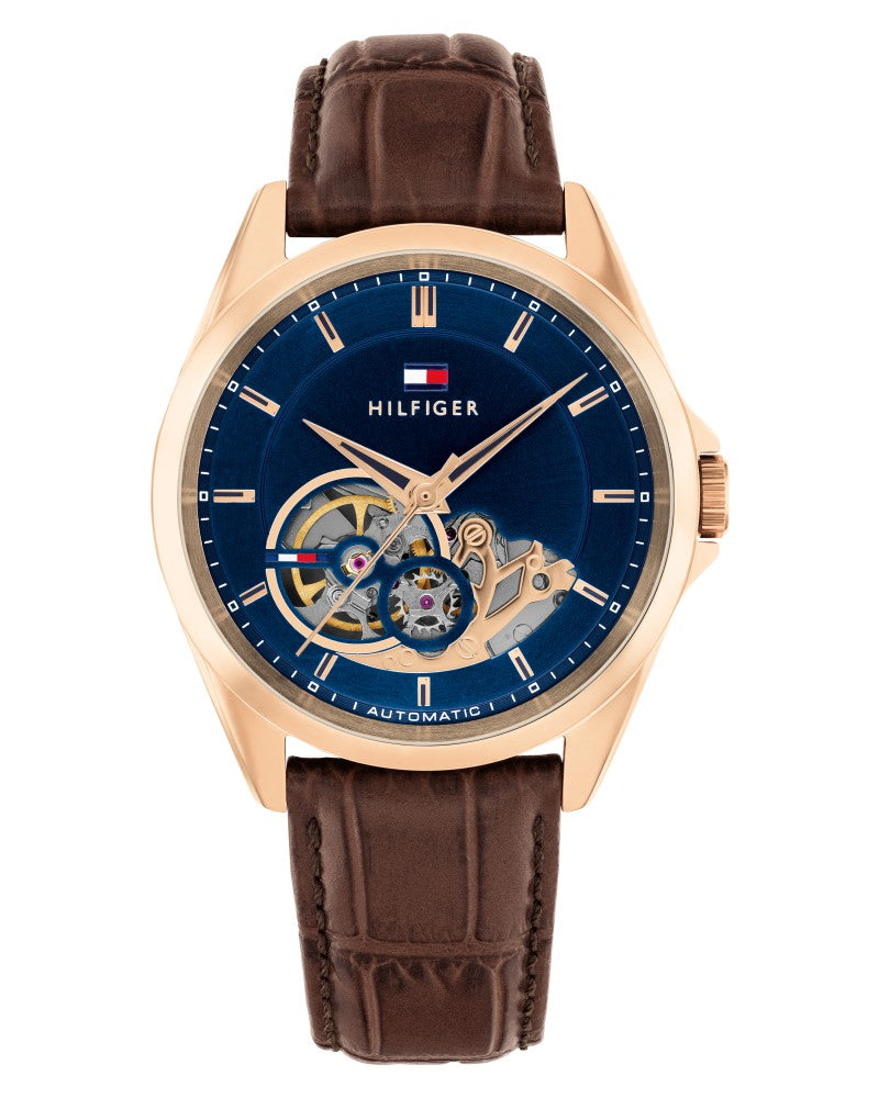Tommy Hilfiger Baker Blue Dial Brown Leather Strap Men's Watch TH1710715W - view 1