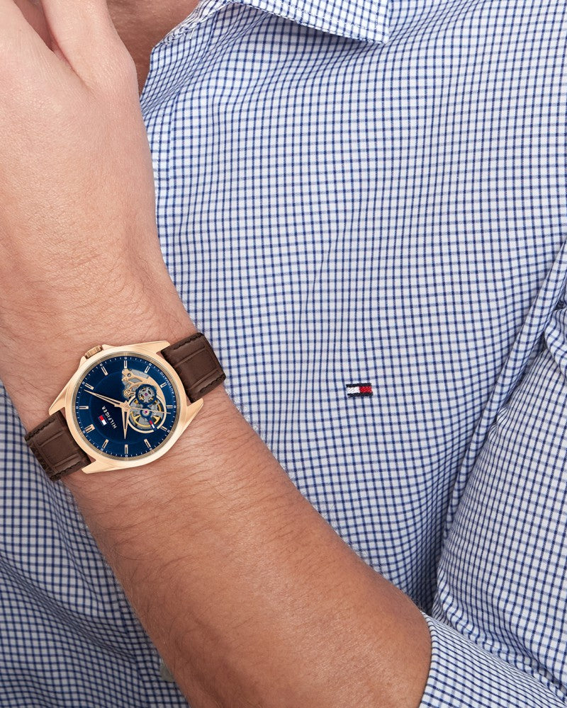 Tommy Hilfiger Baker Blue Dial Brown Leather Strap Men's Watch TH1710715W - view 4