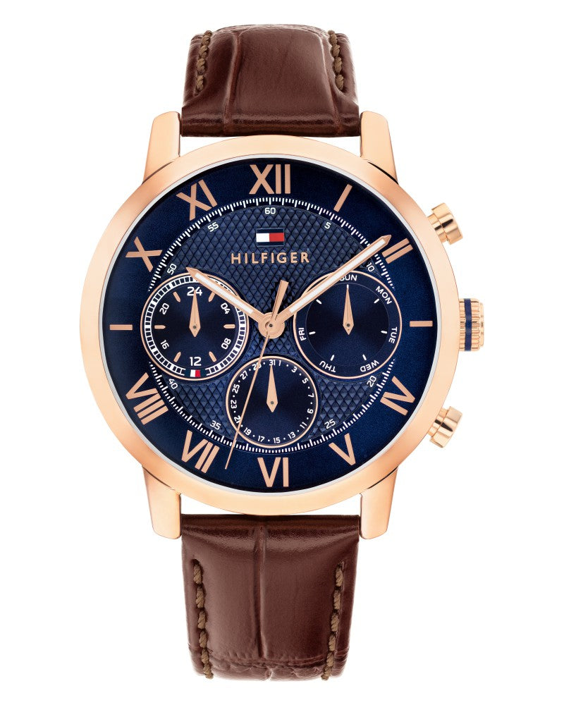 Tommy Hilfiger TH-Oxford Navy Dial Brown Leather Strap Men's Watch TH1710727W - view 1