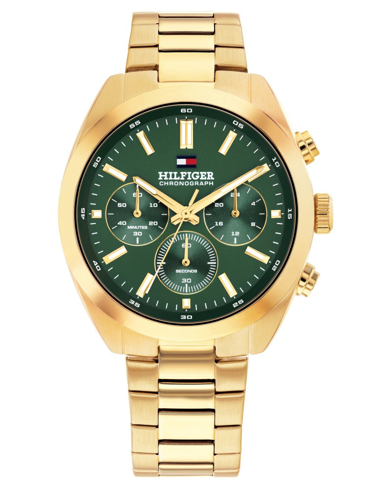 Tommy Hilfiger Hudson Green Dial Gold Stainless Steel Strap Men's Watch TH1710736W - view 1
