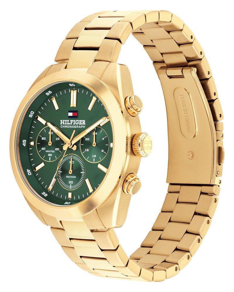 Tommy Hilfiger Hudson Green Dial Gold Stainless Steel Strap Men's Watch TH1710736W - view 2