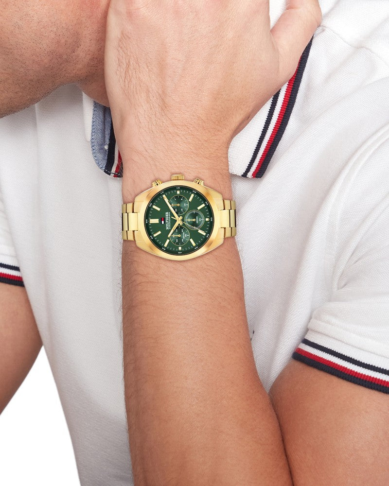 Tommy Hilfiger Hudson Green Dial Gold Stainless Steel Strap Men's Watch TH1710736W - view 4