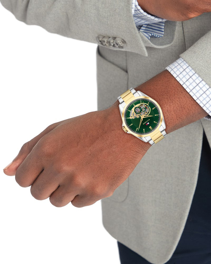 Tommy Hilfiger Baker Green Dial Two Tone Stainless Steel Strap Men's Watch TH1710737W - view 4