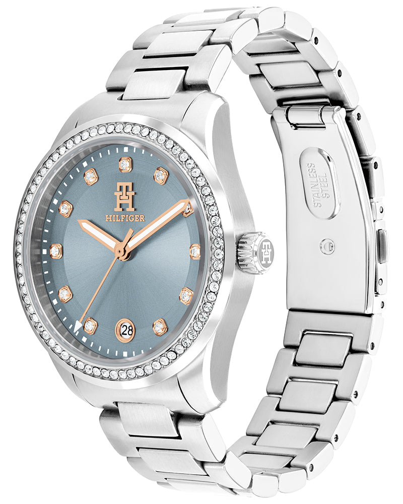 Tommy Hilfiger TH85 Crystals Blue Dial Silver Stainless Steel Strap Women's Watch TH1782795W - view 2