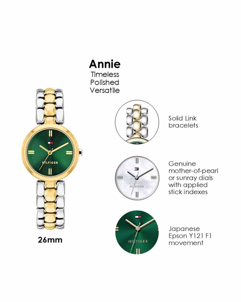 Tommy Hilfiger Annie Green Dial Two Tone Stainless Steel Strap Women's Watch TH1782927W - view 6