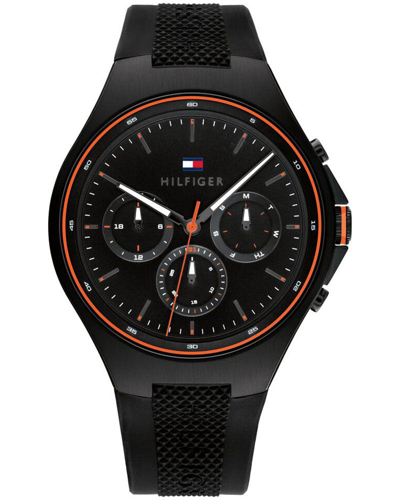 Tommy Hilfiger Justin Black Dial Black Silicone Strap Men's Multifunction Watch TH1792056 - view 1