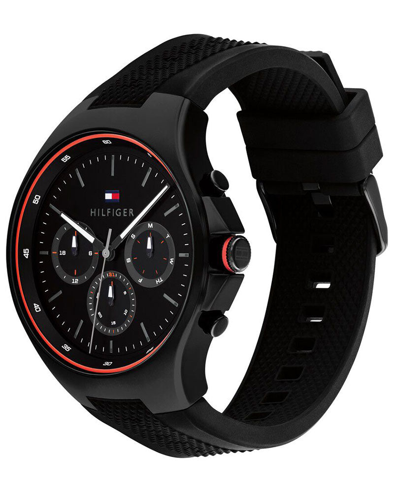 Tommy Hilfiger Justin Black Dial Black Silicone Strap Men's Multifunction Watch TH1792056 - view 2