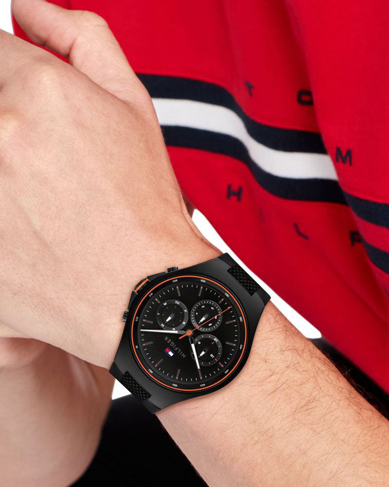 Tommy Hilfiger Justin Black Dial Black Silicone Strap Men's Multifunction Watch TH1792056 - view 4