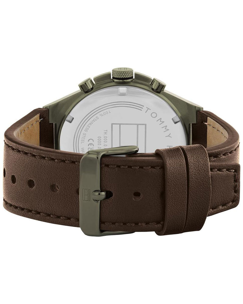 Tommy Hilfiger Dexter Green Dial Brown Leather Strap Men's Multifunction Watch TH1792085 - view 3