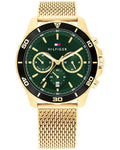 Tommy Hilfiger Jordan Green Dial Gold Stainless Steel Strap Men's Multifunction Watch TH1792093 - view 1