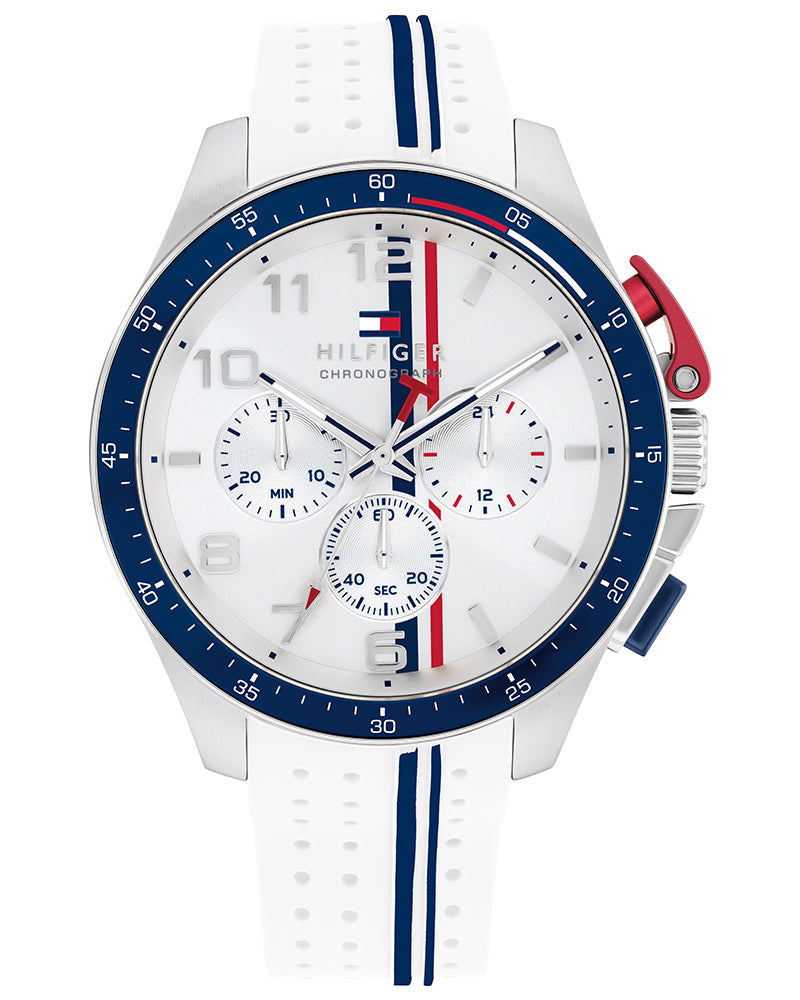 Tommy Hilfiger Bank White Dial White Silicone Strap Men's Chronograph Watch TH1792167W - view 1