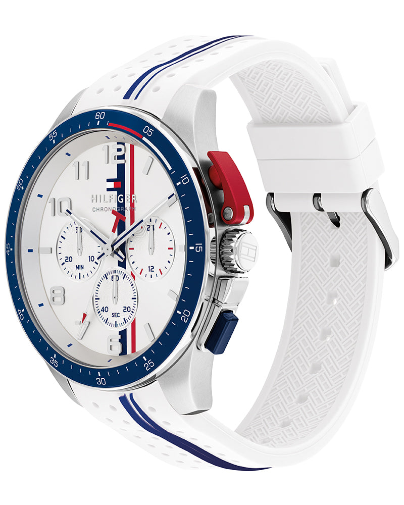 Tommy Hilfiger Bank White Dial White Silicone Strap Men's Chronograph Watch TH1792167W - view 2