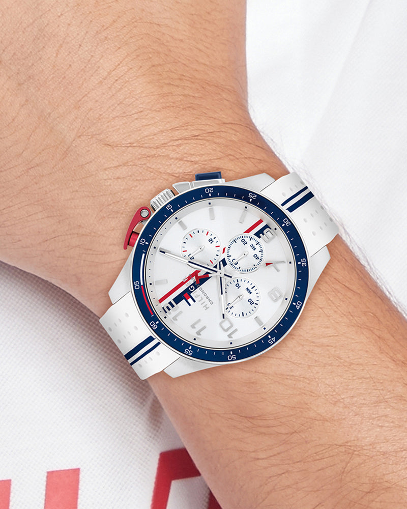 Tommy Hilfiger Bank White Dial White Silicone Strap Men's Chronograph Watch TH1792167W - view 4