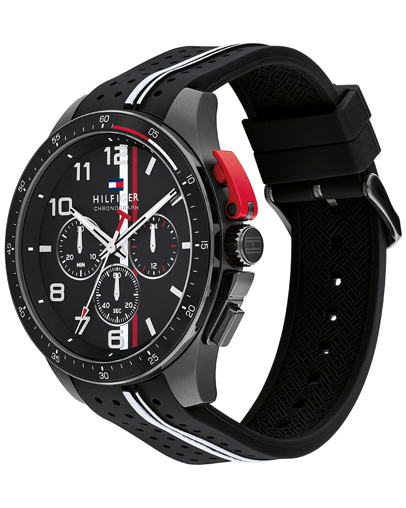 Tommy Hilfiger Bank Black Dial Black Silicone Strap Men's Chronograph Watch TH1792168W - view 2