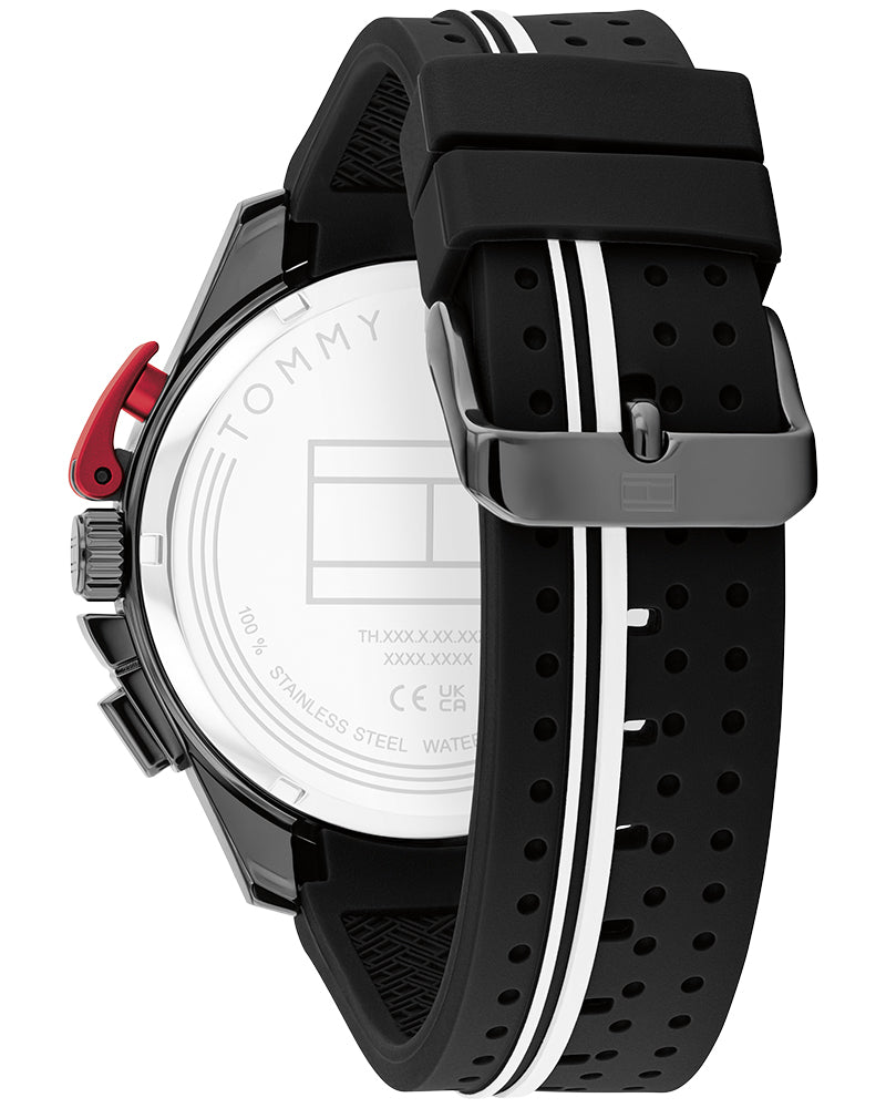 Tommy Hilfiger Bank Black Dial Black Silicone Strap Men's Chronograph Watch TH1792168W - view 3