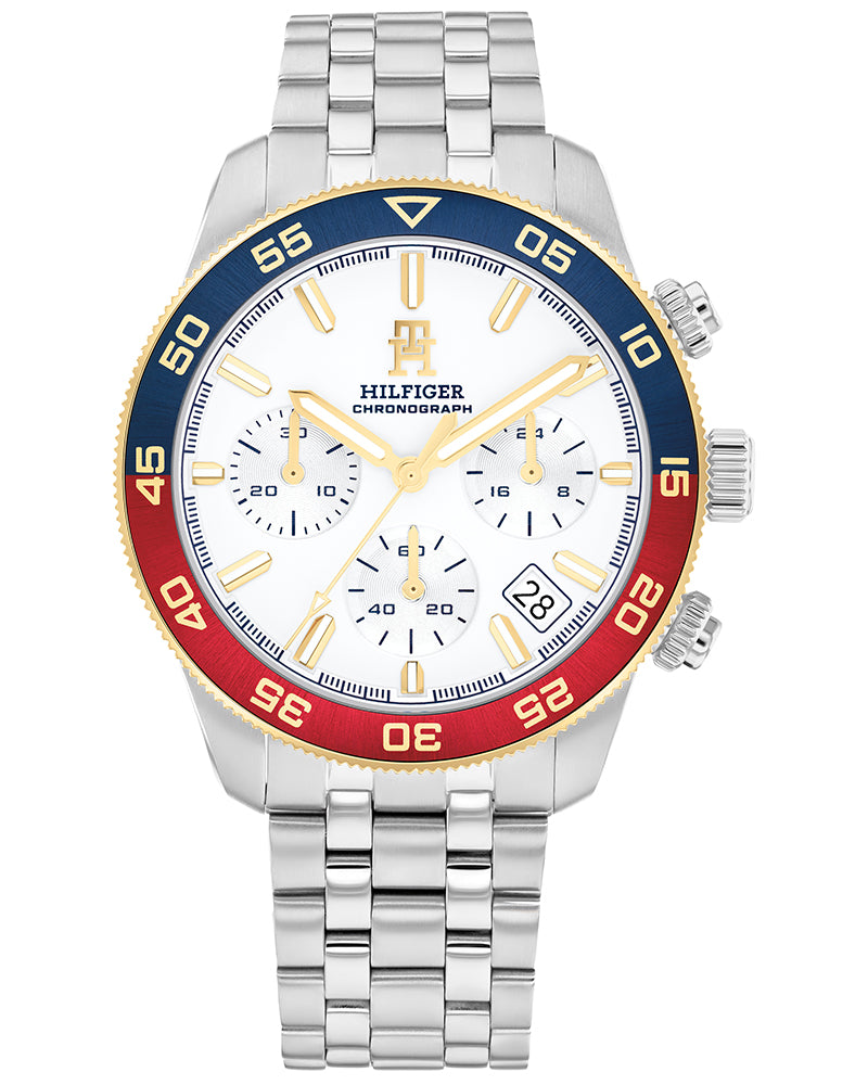 Tommy Hilfiger TH85 White Dial Silver Stainless Steel Strap Men's Chronograph Watch TH1792184W - view 1