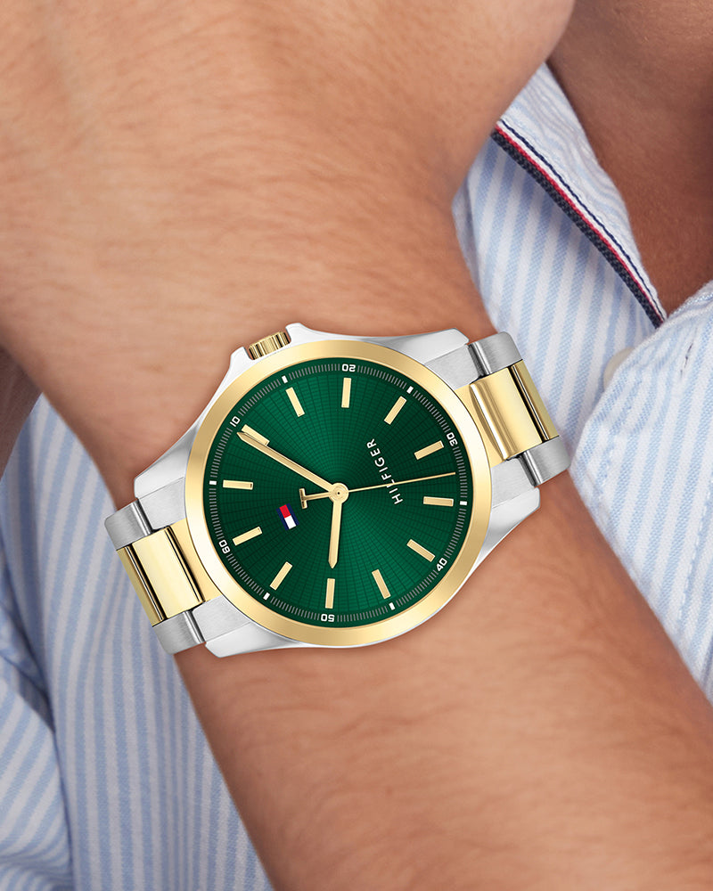 Tommy Hilfiger Bruce Green Dial Bicolor Stainless Steel Strap Men's Watch TH1792192W - view 4