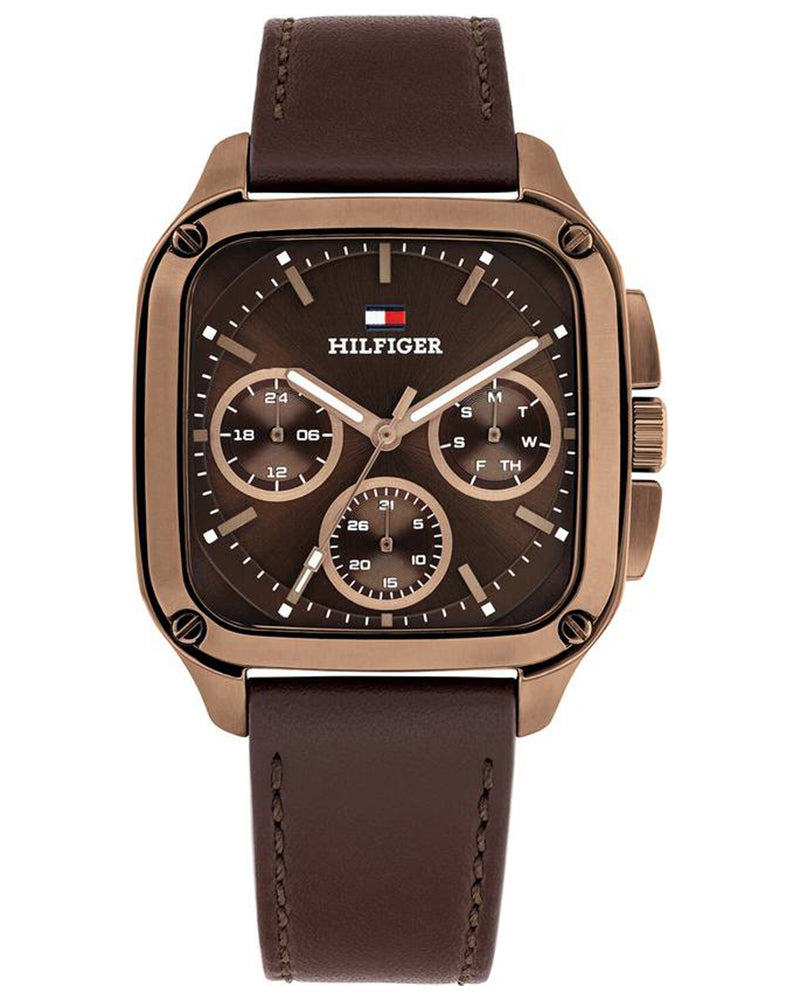 Tommy Hilfiger Herald Brown Dial Brown Leather Strap Men's Watch TH1792221W - view 1
