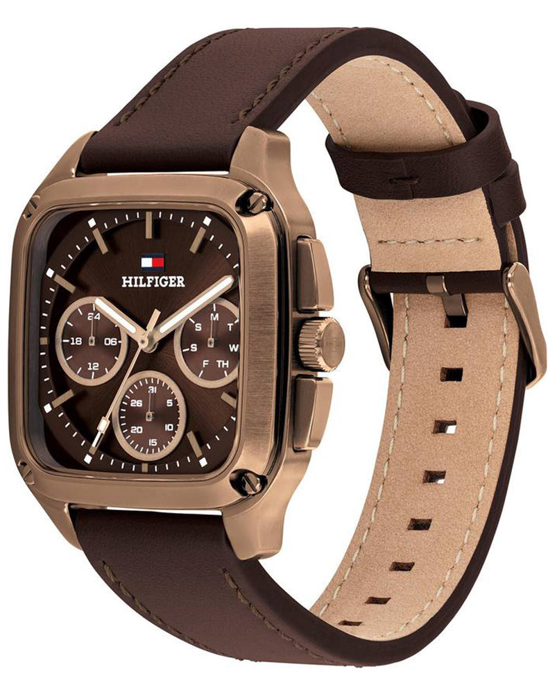 Tommy Hilfiger Herald Brown Dial Brown Leather Strap Men's Watch TH1792221W - view 2