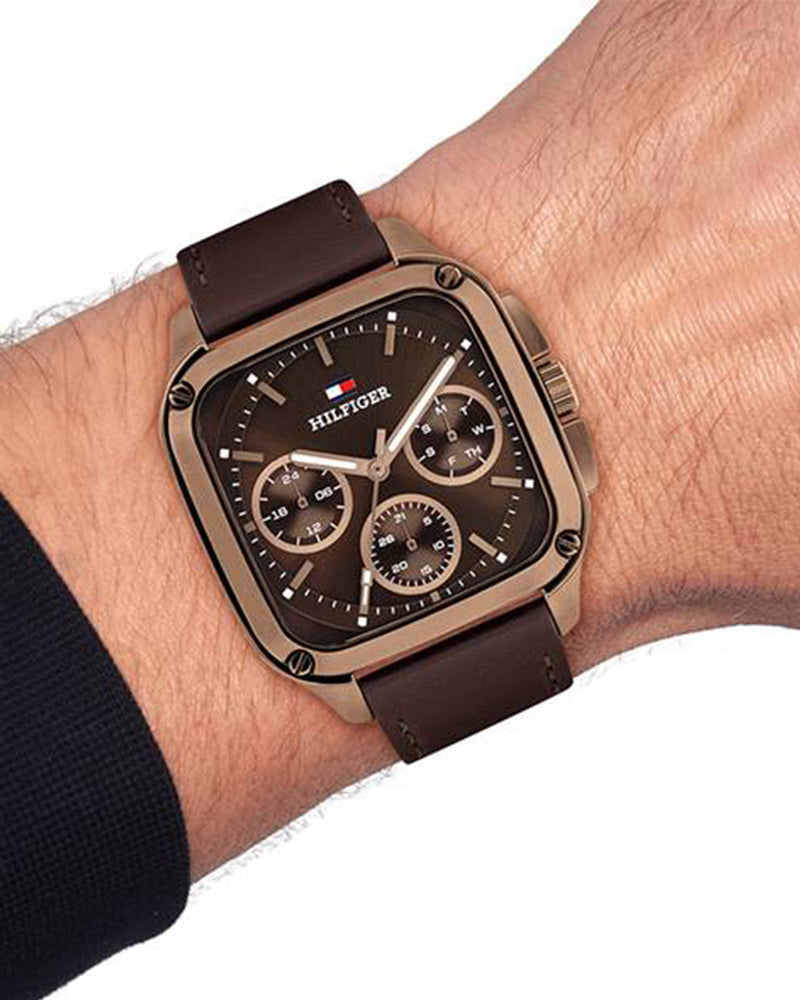 Tommy Hilfiger Herald Brown Dial Brown Leather Strap Men's Watch TH1792221W - view 4
