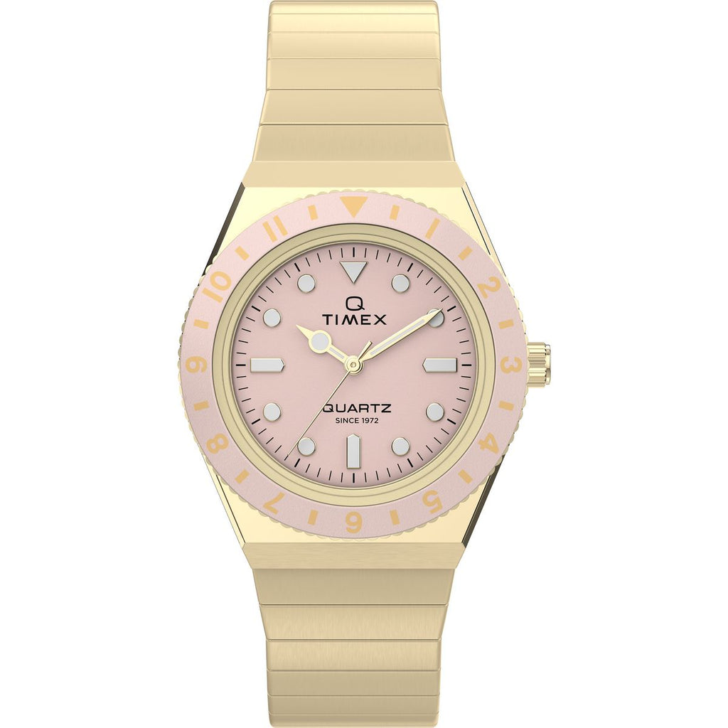 Timex Q Sport Pink Dial Gold Stainless Steel Strap Women's Watch TW2Y57400UJ - view 1