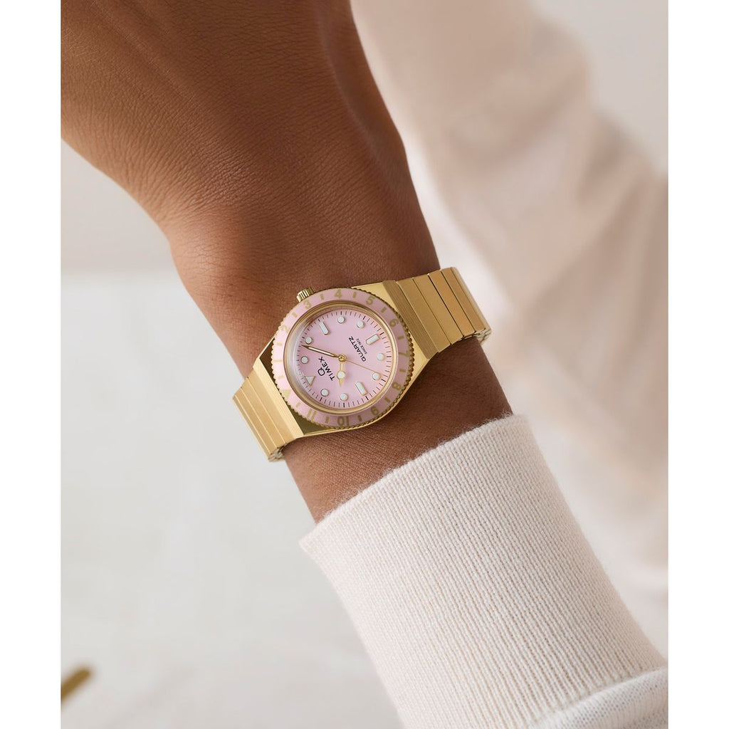 Timex Q Sport Pink Dial Gold Stainless Steel Strap Women's Watch TW2Y57400UJ - view 6