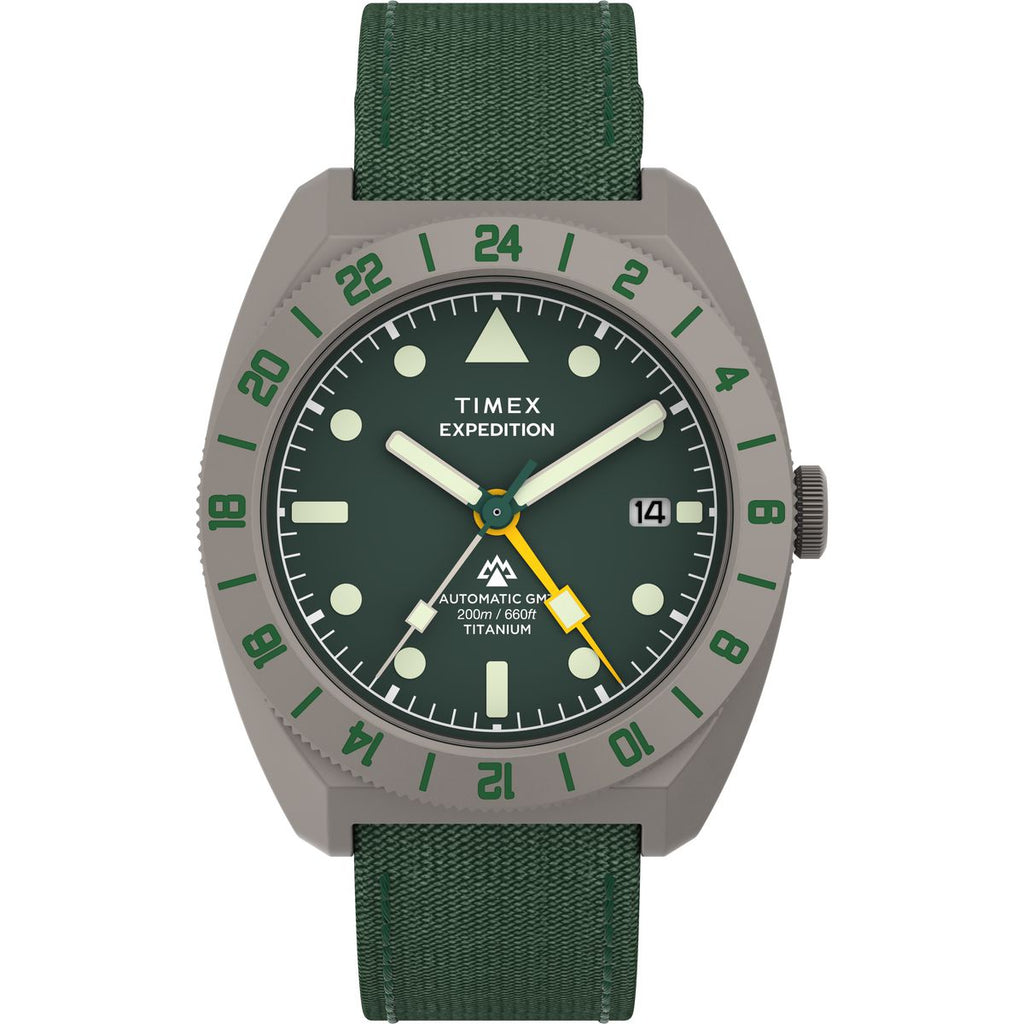 Timex Expedition GMT Automatic Green Dial Green Rubber Strap Men's Watch TW2Y63400UJ - view 1