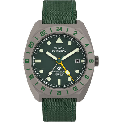 Timex Expedition GMT Automatic Green Dial Green Rubber Strap Men's Watch TW2Y63400UJ - view 1