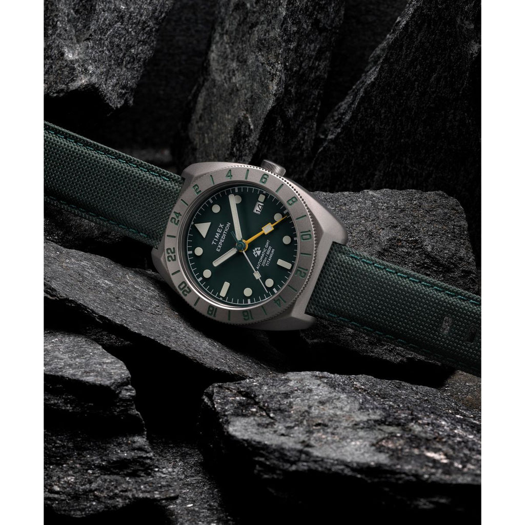 Timex Expedition GMT Automatic Green Dial Green Rubber Strap Men's Watch TW2Y63400UJ - view 6