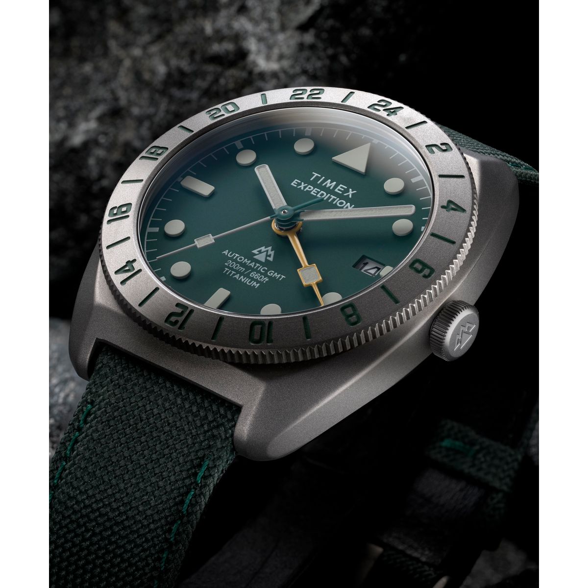 Timex Expedition GMT Automatic Green Dial Green Rubber Strap Men's Watch TW2Y63400UJ - view 7