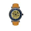 Timex E Class Automatic Blue Skeleton Dial Tan Leather Strap Men's Watch TWEG16711 - view 1