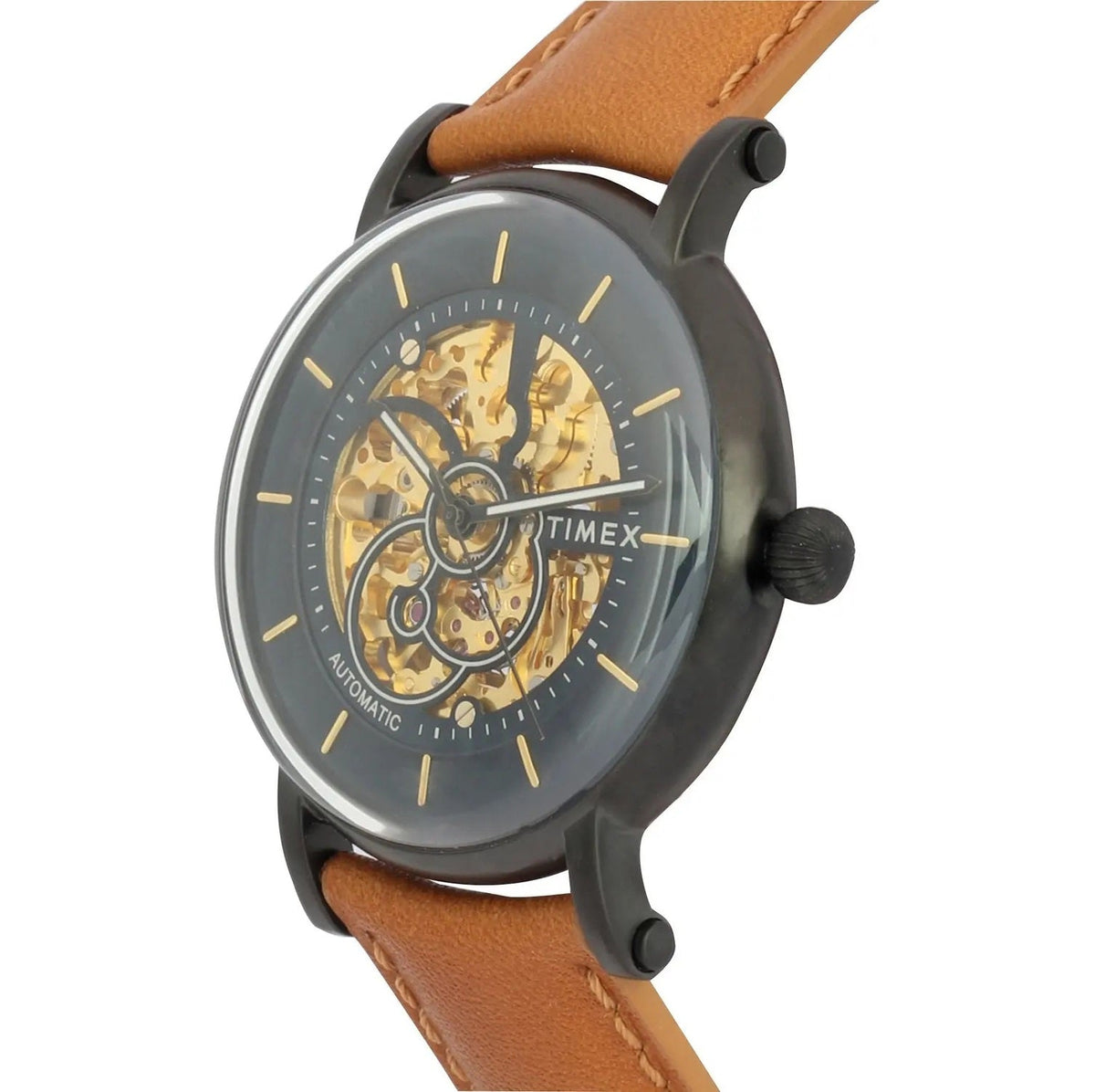 Timex E Class Automatic Blue Skeleton Dial Tan Leather Strap Men's Watch TWEG16711 - view 2