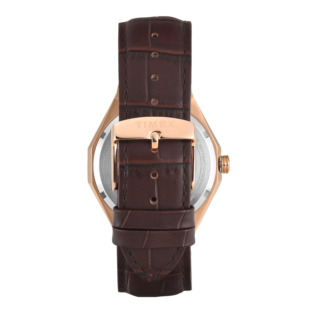 Timex Signio Automatic Silver-Tone Dial Brown Leather Strap Men's Watch TWEG33900 - view 6
