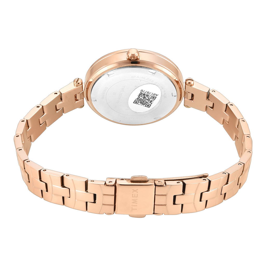 Timex Fria Blue Dial Rose Gold Brass Strap Women's Watch TWEL29200 - view 4