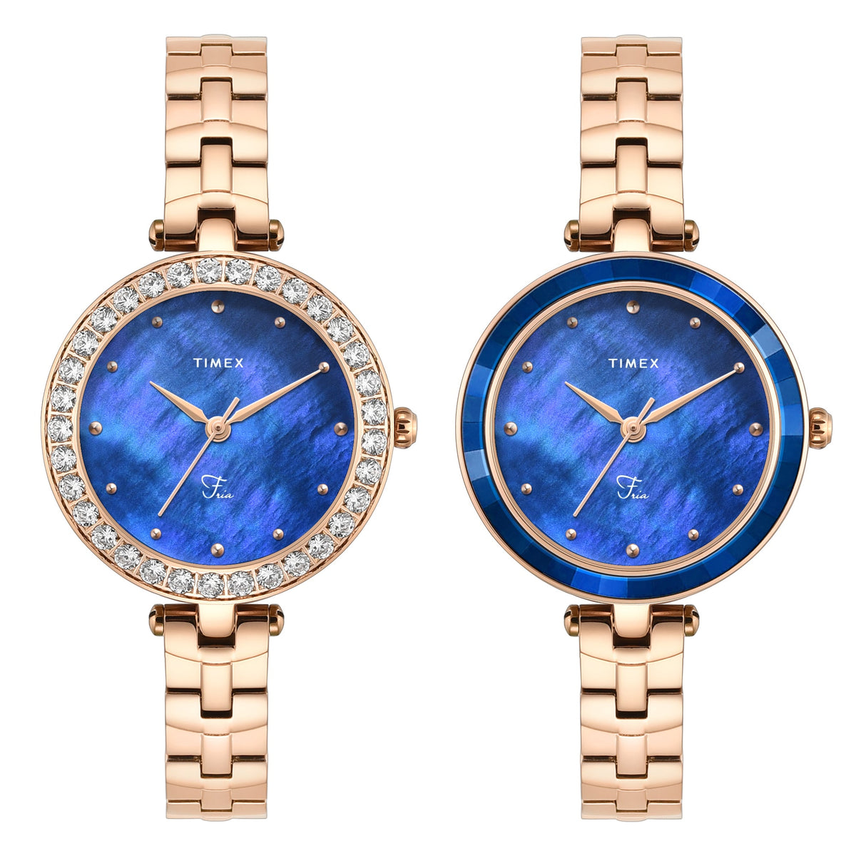 Timex Fria Blue Dial Rose Gold Brass Strap Women's Watch TWEL29200 - view 2